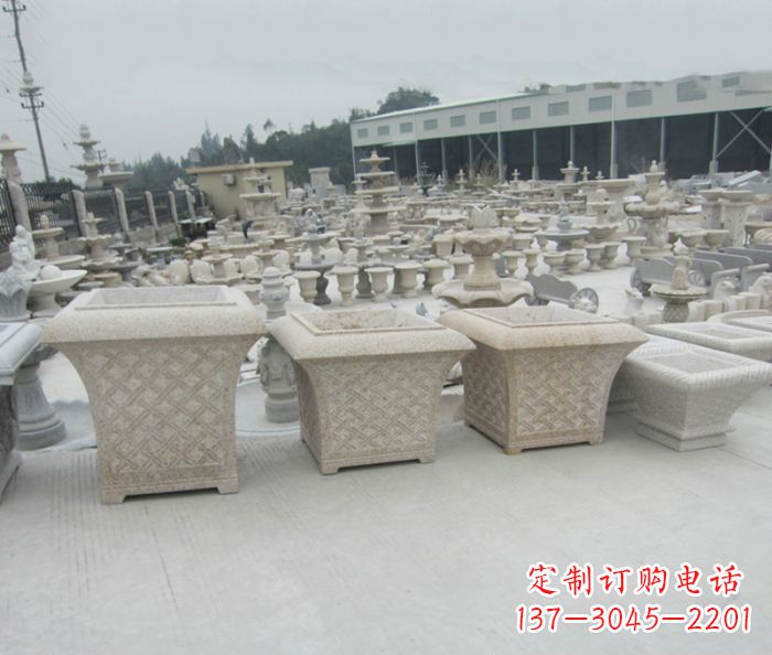 福建优雅花盆大理石雕塑