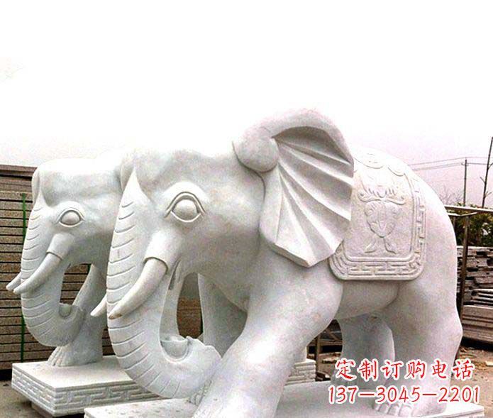 福建精致细腻的大象石雕景观雕塑