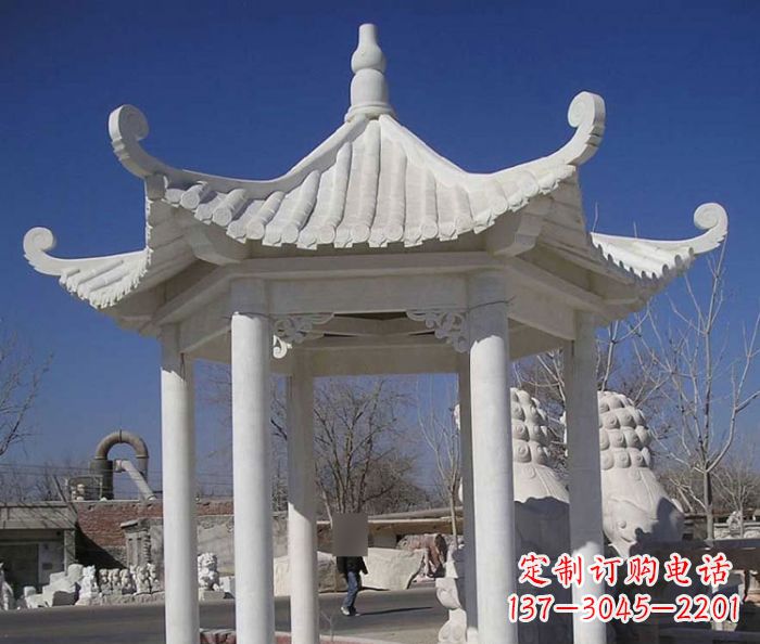 福建汉白玉凉亭石雕