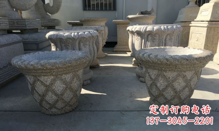 福建花篮式花盆石雕