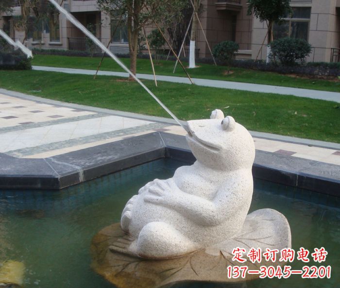 福建精美青蛙喷泉石雕