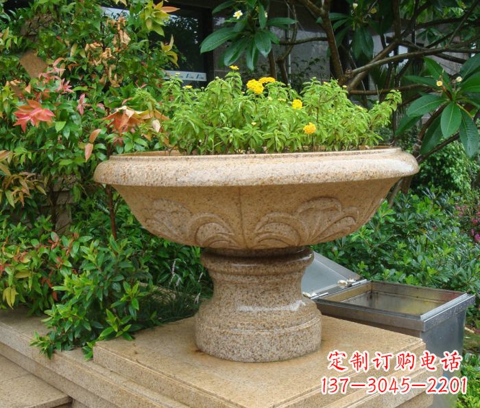 福建公园景观砂岩花盆石雕 (3)