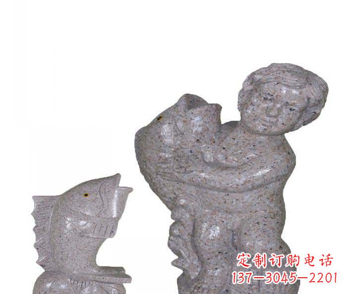 福建飘洒雕塑——公园景观石雕鱼喷泉