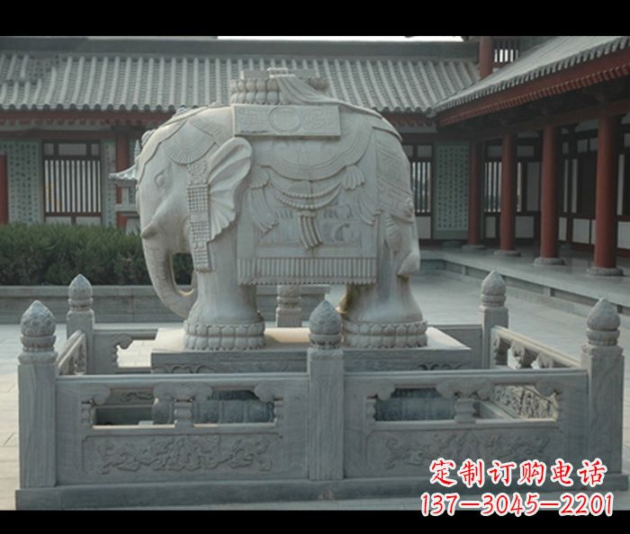 福建公园景观驮宝大象石雕