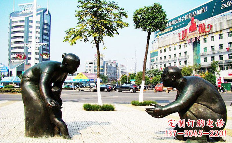 福建铜质小孩学走路雕塑