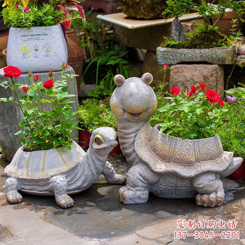 福建铸铁乌龟花盆雕塑