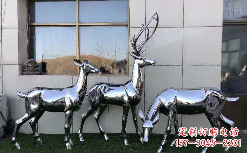 福建华丽风格镜面不锈钢动物鹿雕塑