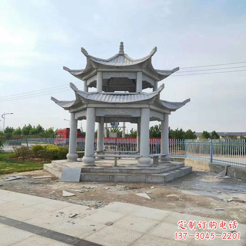 福建公园凉亭双层石雕亭子
