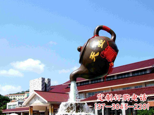 福建传统铜质茶壶雕塑