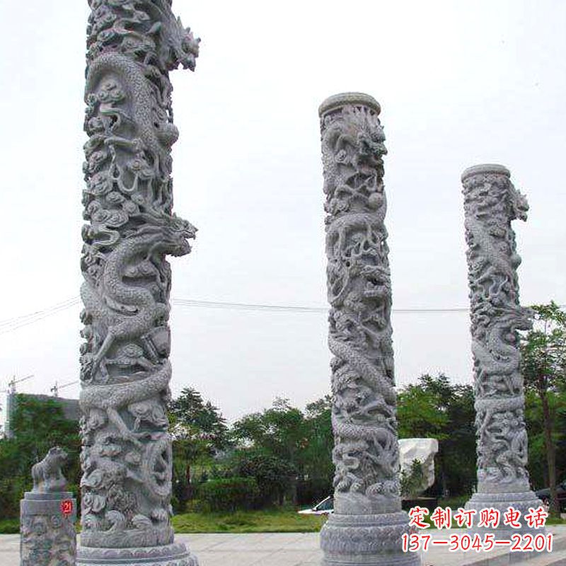 福建精美的公园景观龙柱雕塑