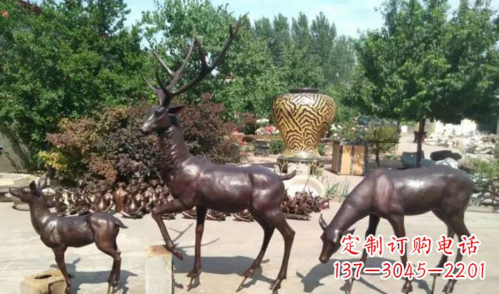福建公园鹿动物铜雕 (2)