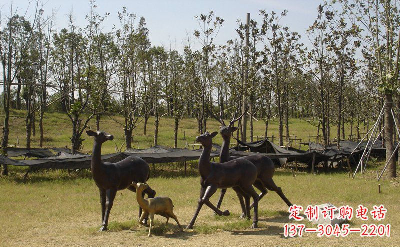 福建优雅雕塑-梅花鹿铜雕