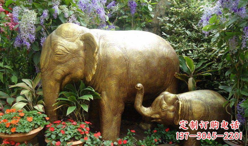 福建铜雕母子象艺术雕塑
