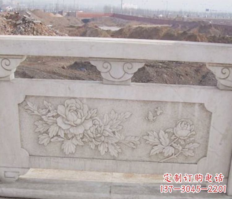 福建牡丹花浮雕石栏板景观雕塑