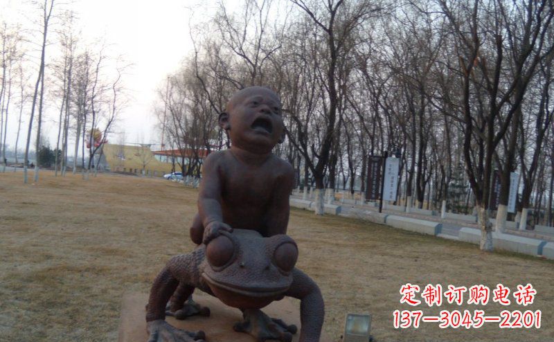 福建中领雕塑铸造的可爱萌趣青蛙铜雕