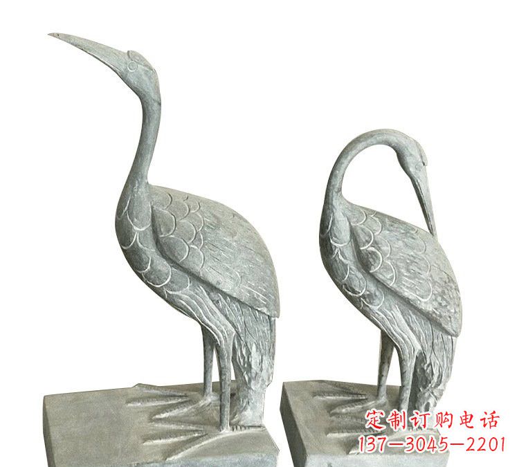 福建完美纯手工雕刻青石仿古丹顶鹤石雕
