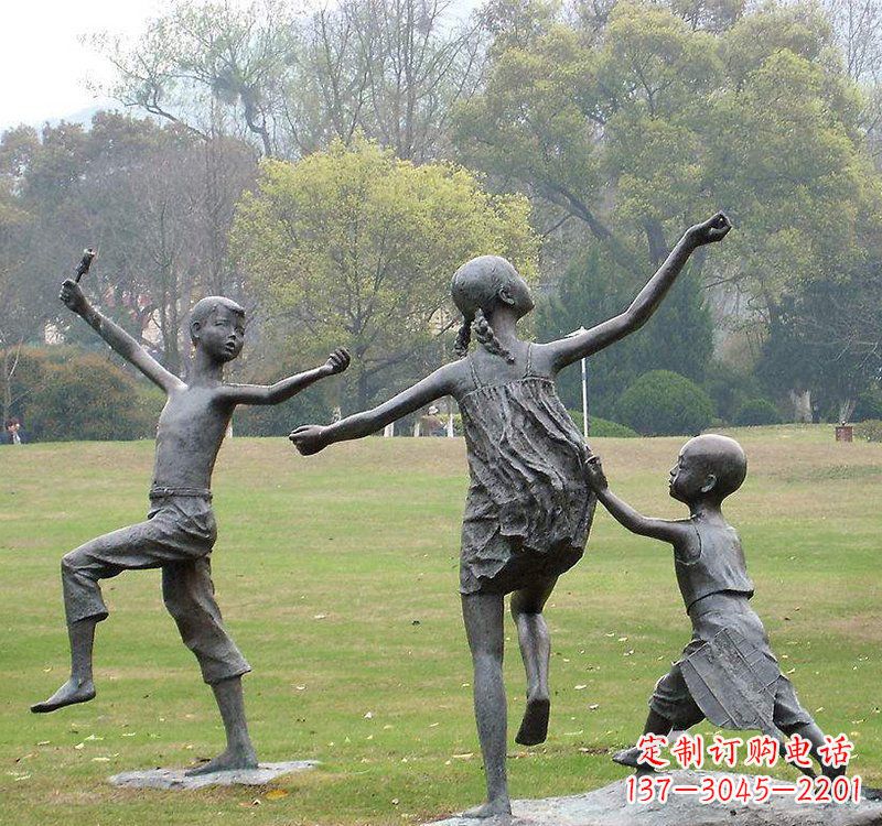 福建公园人物放风筝的儿童铜雕