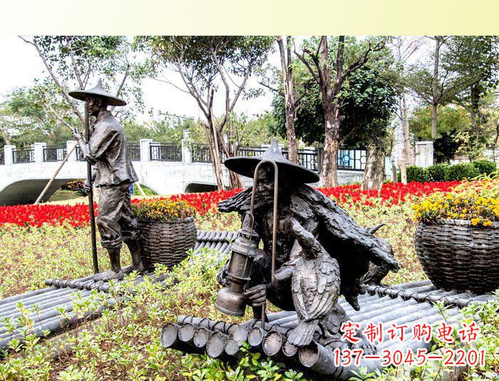 福建把渔民的生活经历融入雕塑——公园人物渔夫铜雕塑