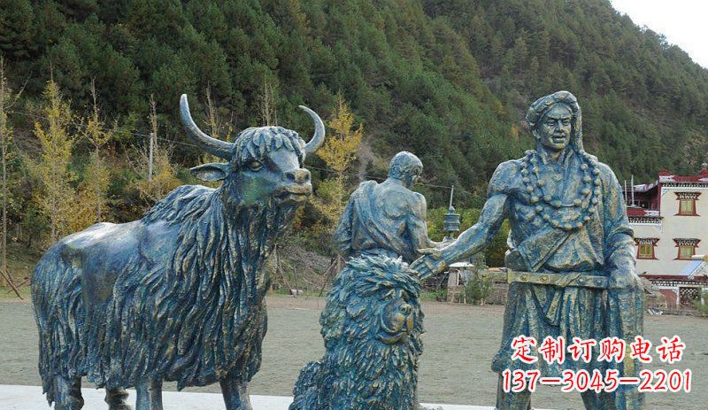 福建中领雕塑定制牦牛景观铜雕