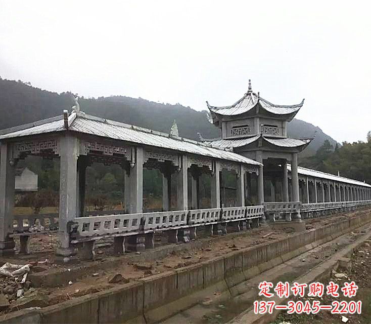 福建中领雕塑定制精美的公园石雕亭子长廊