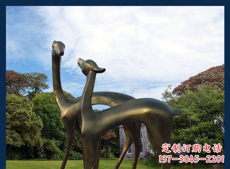 福建 优雅铜鹿风格雕塑