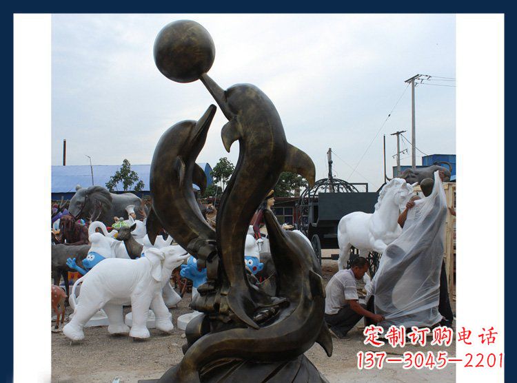 福建铜质海豚造型雕塑