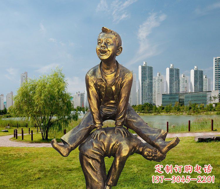 福建中领雕塑铜质经典跳马蹲人雕塑