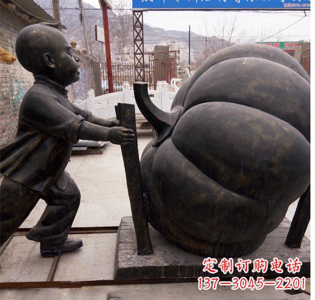 福建精致男孩铜雕