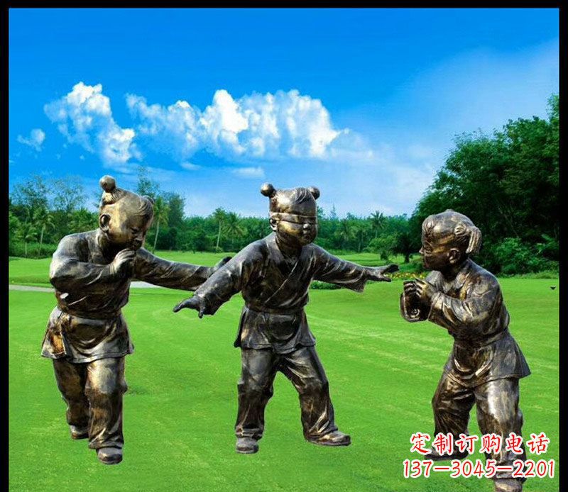 福建精致的儿童铜雕造型,增添公园乐趣