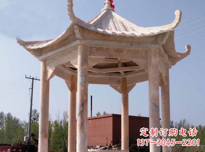 福建红六角凉亭雕塑