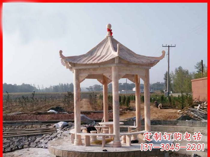 福建享受晚霞红,迎接舒适凉亭雕塑