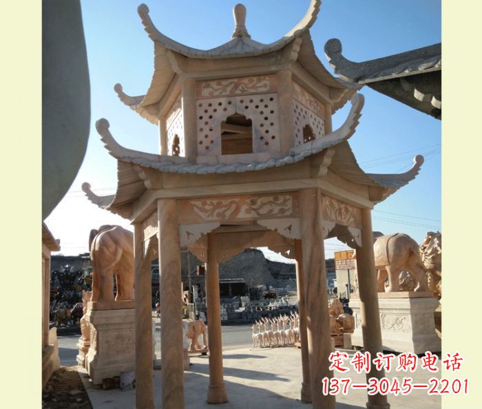 福建中式双层石雕凉亭
