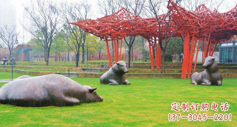 福建中领雕塑精美休闲动物铜雕