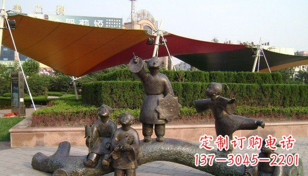福建装饰性的小孩放风筝铜雕