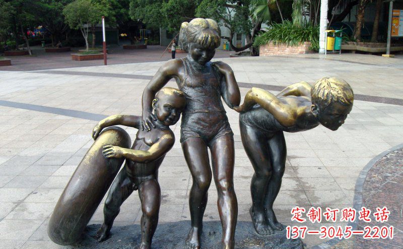 福建浪漫情怀小孩铜雕