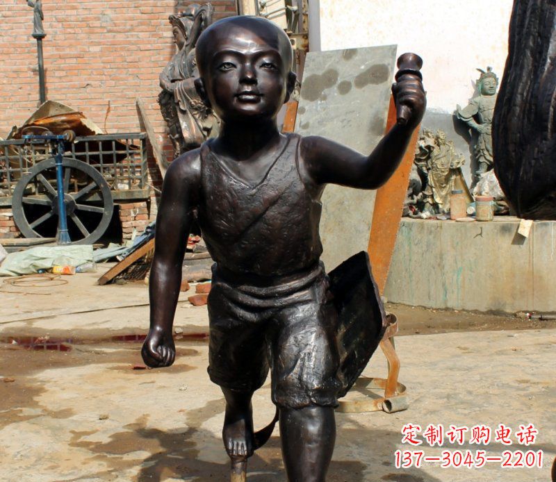 福建打造完美的小孩铜雕,让童趣活跃