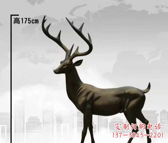 福建精美的铜制公园小鹿雕塑