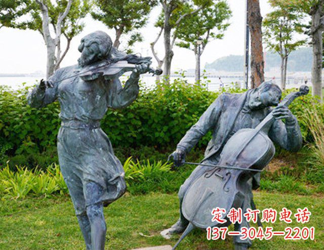 福建双面演奏大提琴&小提琴铜雕塑