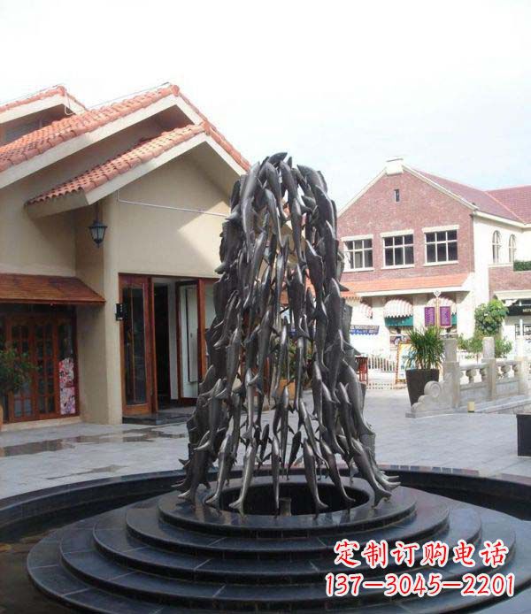 福建欢乐鱼群,喷泉铜雕