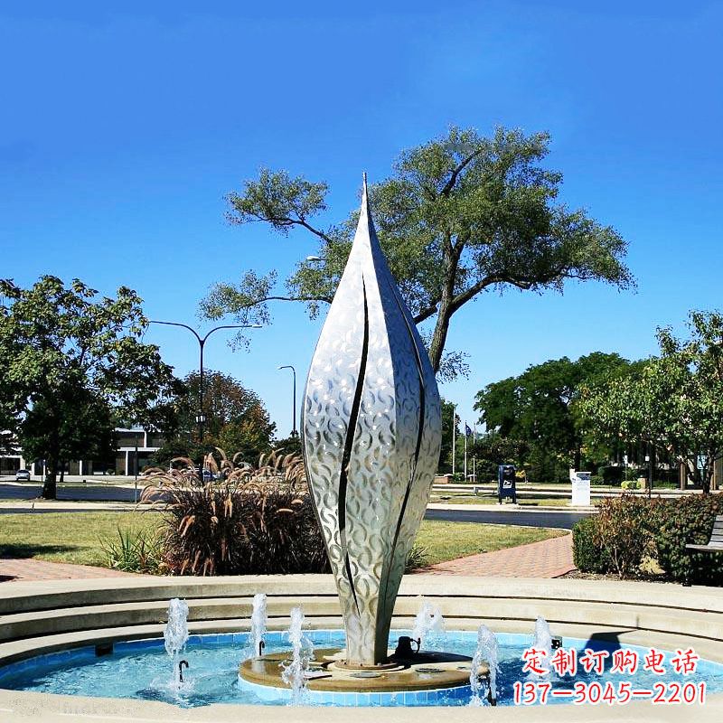 福建公园园林不锈钢水景树叶喷泉景观雕塑
