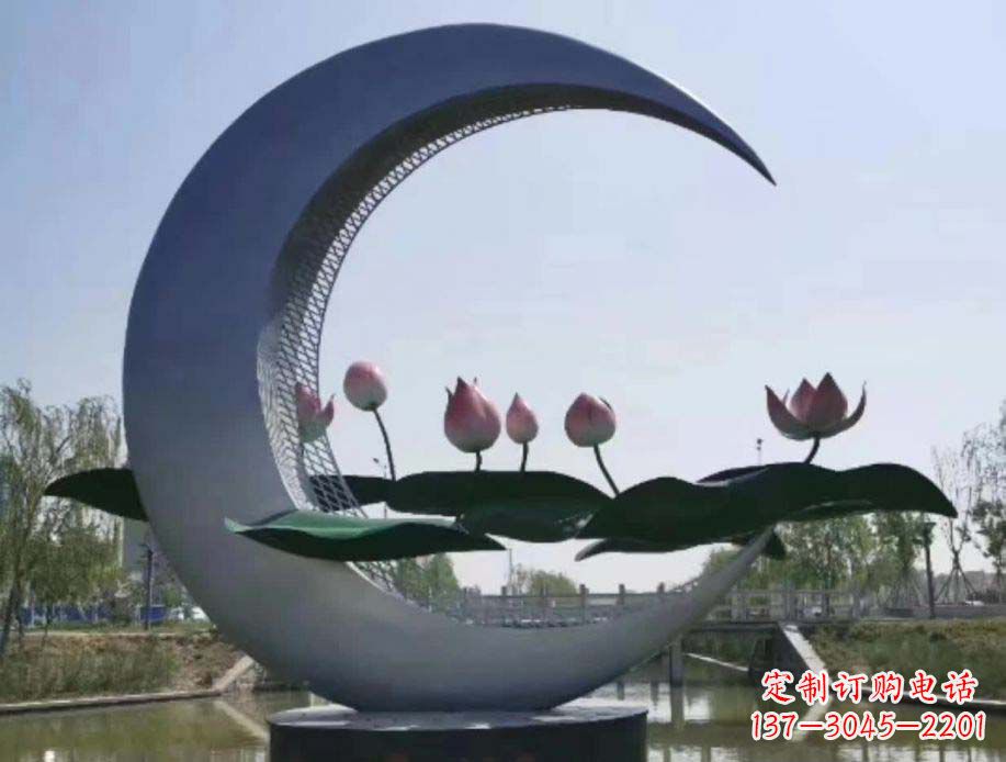 福建公园月亮不锈钢景观装饰雕塑