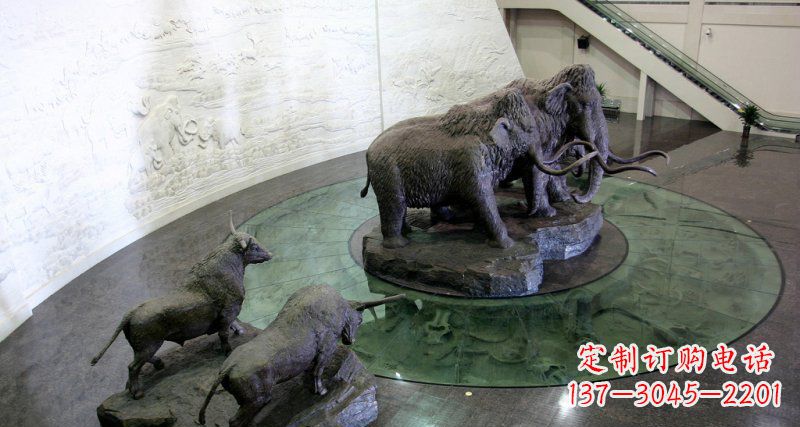福建领雕塑公园长毛象动物铜雕