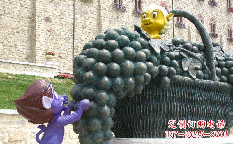 福建精致雕刻,定制葡萄花篮雕塑
