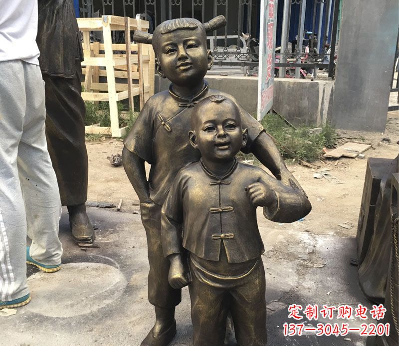 福建中领雕塑纯手工古典儿童铜雕