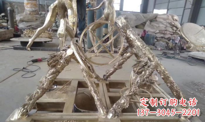 福建古代浑天仪铜雕 (2)