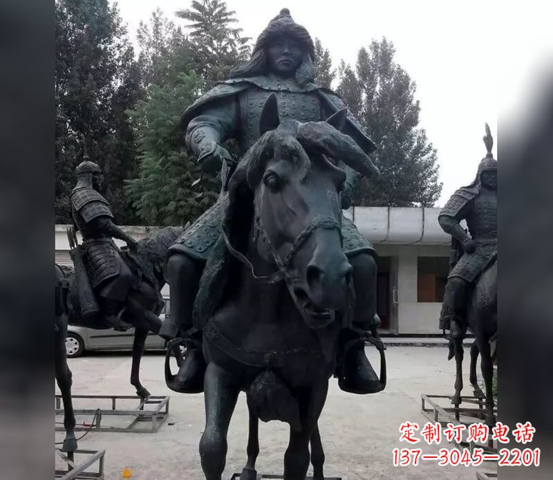 福建英姿飒爽古代将军骑马铜雕