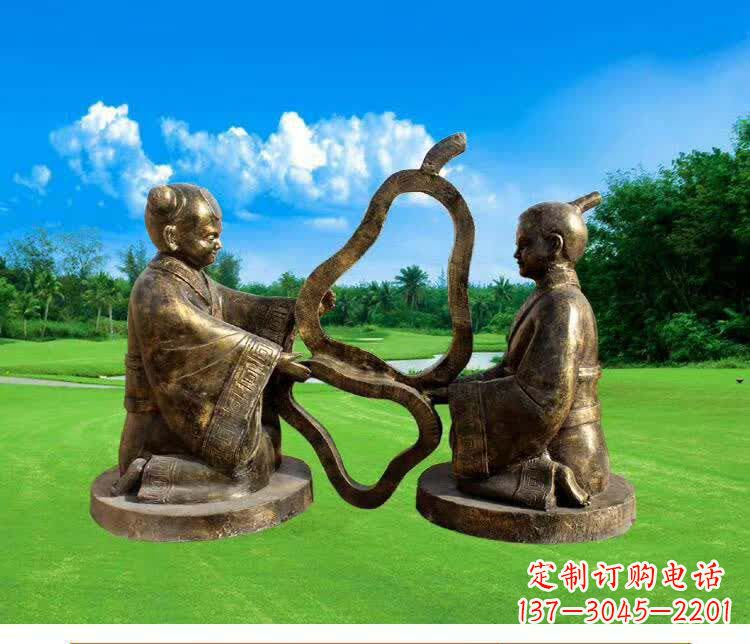 福建古代孔融让梨人物铜雕