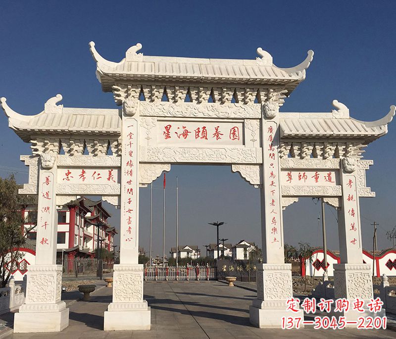 福建古典牌坊浮雕柱子