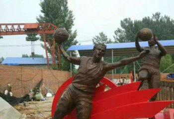 福建公园打篮球玻璃钢仿铜人物雕塑