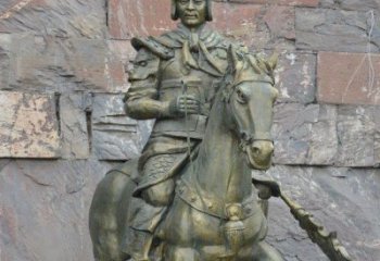 福建公园纪念将军骑马铜雕